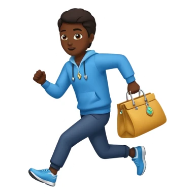 Thief running with stolen jewelry bag sticker