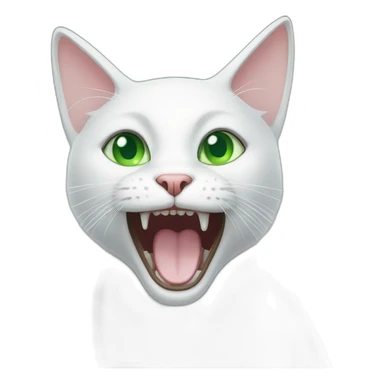 white scared cat with big green eyes sticker