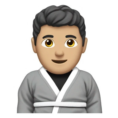 Jiu jitsu gi with a grey and black belt sticker