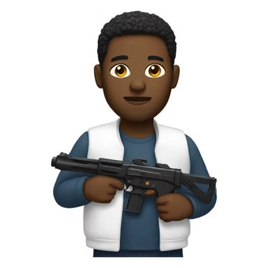 a black man is holding a white uzi sticker