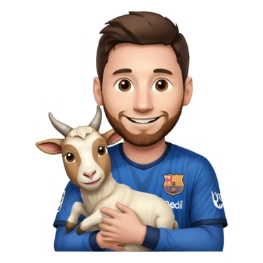Messi holding a goat sticker