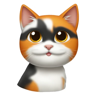Un gatito negro, blanco y naranja con cara enfadada sticker