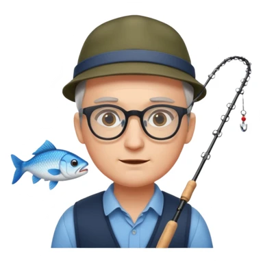 Accountant who wears glasses and loves fishing with fair skin and bold spot no hat sticker