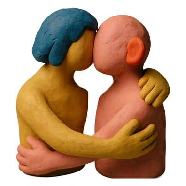 playful and abstract representation of intimacy in claymation style sticker