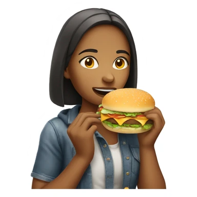 Girl eating hamburger sticker