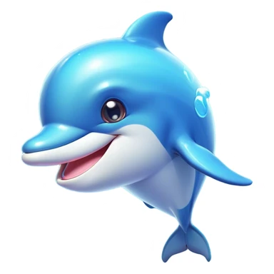 Cinematic Cheeky Dolphin Portrait Emoji, With a playful tilt of its head and a mischievous sparkle in its eyes, showcasing a sleek, shiny body accented by a quirky, animated smile and a cheeky wink, Simplified yet hilariously endearing features, highly detailed, glowing with a vibrant, sassy aquatic glow, high shine, spirited and fun, stylized with an air of quirky marine mischief, soft glowing outline, capturing the essence of a super cute dolphin that looks ready to splash its way into viral fame with playful charm! sticker