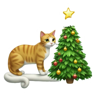 Christmas tree with a cat sticker