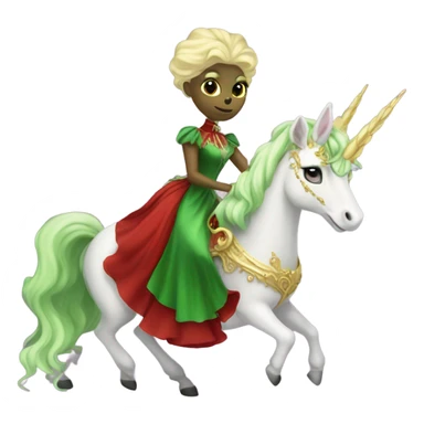 "galora green blonde alien woman" in red Victorian elegant dress, full body, rides unicorn gold and white surrounded by fire
 sticker