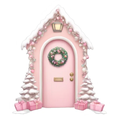 Pastel pink christmas door sticker