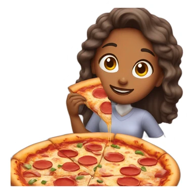 woman eating pizza sticker