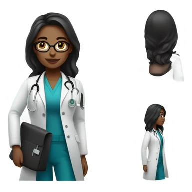 Beautiful woman with bright skin long hair and black doctor profession will go to work sticker