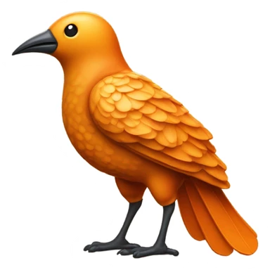 A bird that is made from an orange  sticker