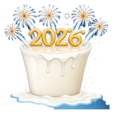 Fire works made of milk for the new year that say 2026 sticker
