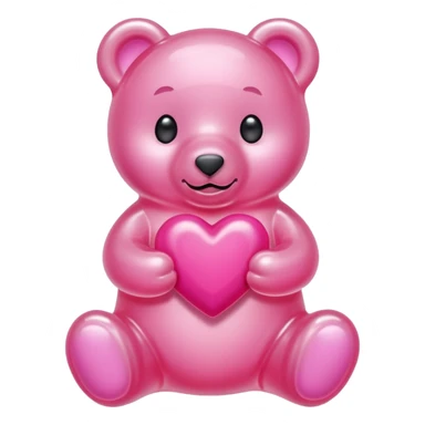 Gummy bear blanco agarrando un corazón rosa cute sticker
