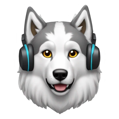 Lobo siberiano con  audifonos sticker
