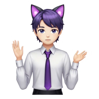effeminate young dark nebula femboy man with shiny hair, cat ears, blouse, cute, gorgeous, anime, catboy, full body sticker