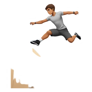 A person performing a parkour move, leaping between buildings or scaling a wall with agility and precision. The scene captures dynamic motion, showcasing strength, flexibility, and the thrill of urban acrobatics against an urban cityscape backdrop. sticker