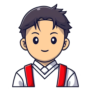 Japanese high school boy at graduation ceremony in traditional uniform with second button highlighted sticker