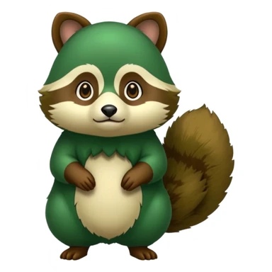 Green tanuki, all green body sticker
