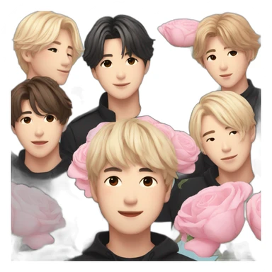 Bts members with flowers  sticker