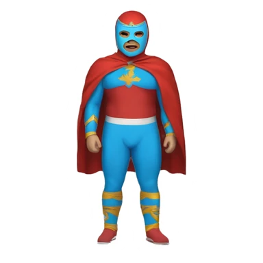 Caucasian Fat Lucia libre wrestler cape red powder blue pants mask red and powder blue red cape sticker