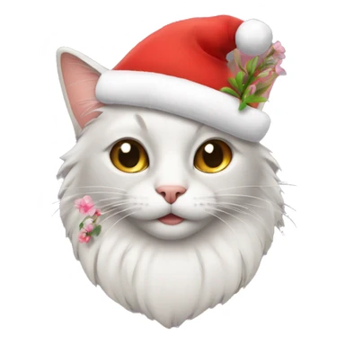 Cat with flower and santa claus hat sticker