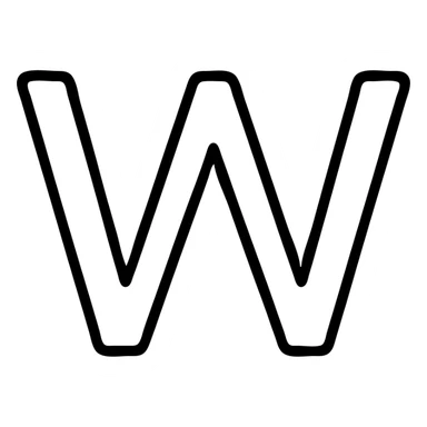 the letter W as an icon, clean lines, simple and recognizable, suitable for UI use sticker