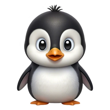 Cinematic Comical Baby Penguin Portrait Emoji, Head tilted dramatically with an exaggeratedly shocked expression, featuring delightfully fluffy plumage with wide, comically expressive eyes full of humorous disbelief, Simplified yet hilariously expressive features, highly detailed, glowing with a slightly sassy polar glow, high shine, dramatic yet playful, stylized with an air of cheeky innocence, soft glowing outline, capturing the essence of a meme-worthy baby penguin that seems ready to side-eye its way into viral fame! sticker