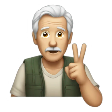 an old guy giving the middle finger sticker