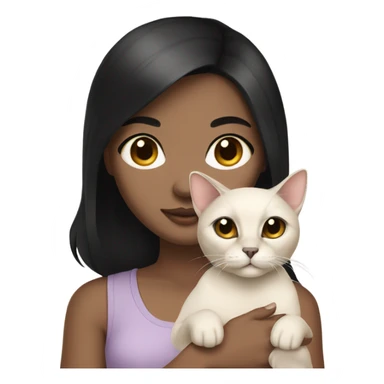 light skin girl with black hair holding a siamese cat  sticker
