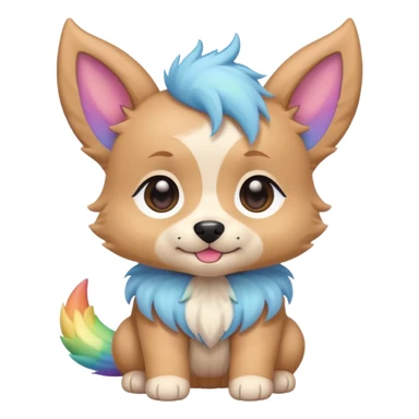 Pastel rainbow chibi cute baby doggy pointy ears  sticker