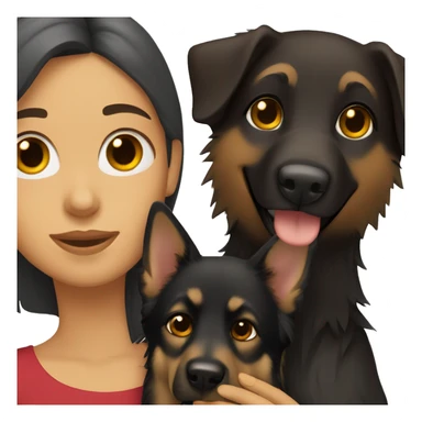 girl with long dark brown hair holding a dark long hair german shepherd  sticker