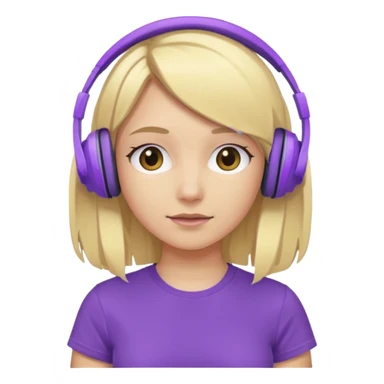 blonde girl with purple headphones and tshirt  sticker