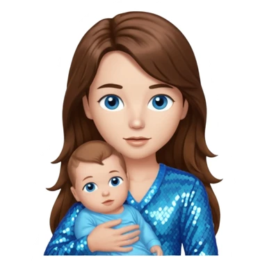 Benson Boone (b.2002), Pop Singer with blue eyes, long brown hair, baby blue sequin outfit sticker