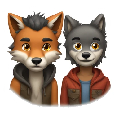 A fox and a wolf I love sticker