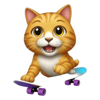 huge cat riding a skateboard sticker