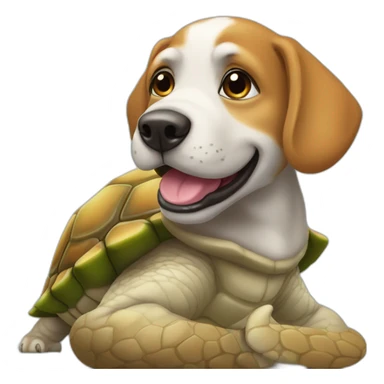 Un chien sur une tortue sticker