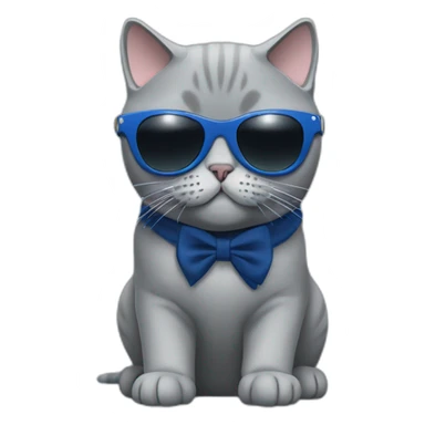 British Shorthair Cat deep blue with sunglasses use camera sticker
