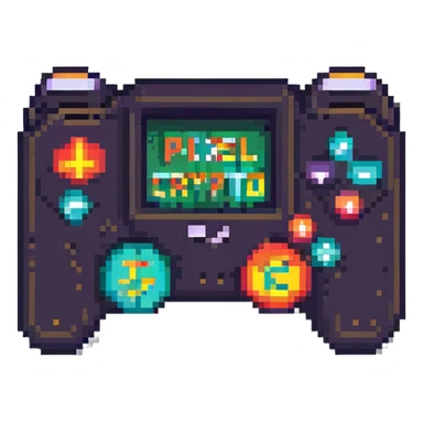 SR CRYPTO text in retro gaming pixel font sticker