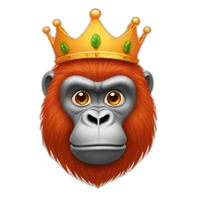 Red hair gorilla with a crown on with a carrot hanging out mouth sticker