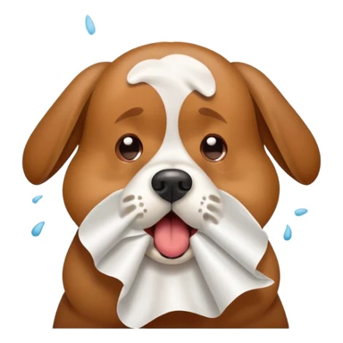 dog sneezing with tissue sticker