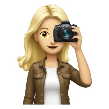 A blonde girl with a camera taking a photo sticker