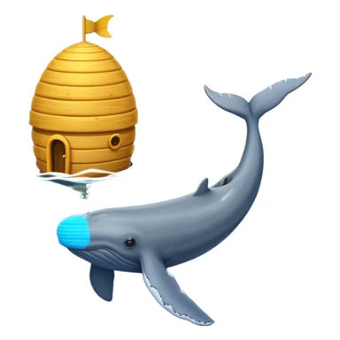 A bee hive chasing a whale in ovean sticker