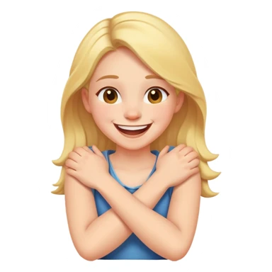Girl with crossed arms around her neck laughing  sticker