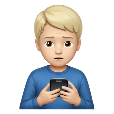 un niño de entre 3 - 10 años jugando con su celular, cansado en una habitacion apagada, el niño tiene piel blanca

 sticker