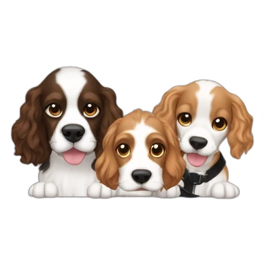 the three musketeersn with one cocker spaniel dog and 2 black cats sticker