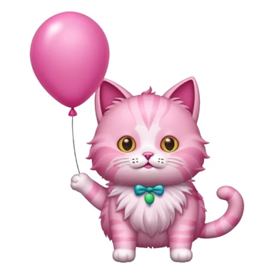 Make a pink cat with a balloon head sticker