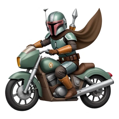 Mandalorian on a motorcycle sticker