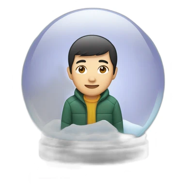 asian guy inside snowglobe sticker