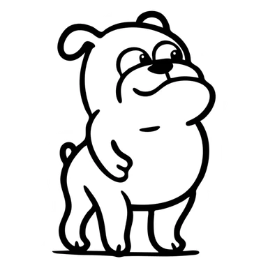 full body bulldog standing, muscular stocky build, short legs sticker